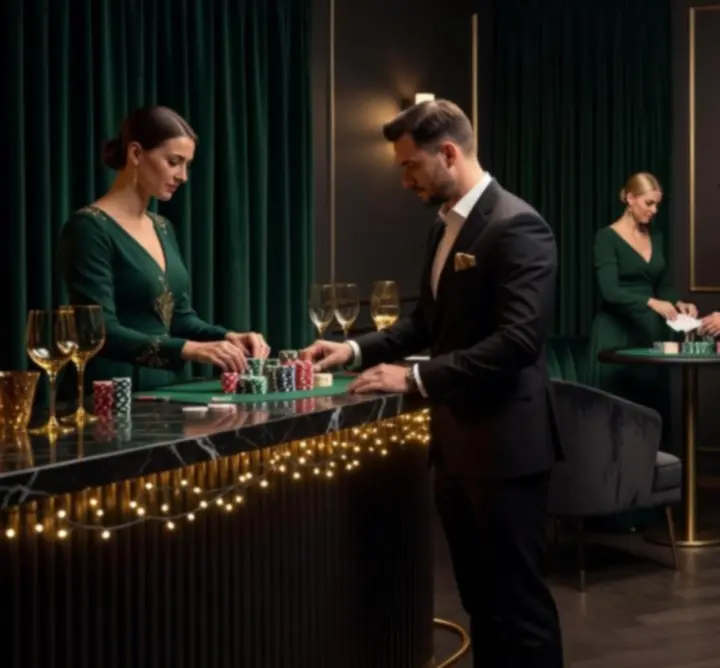 Zespół ASMED AGNIESZKA SĘP przygotowuje mobilne stoły do gier na elegancki event.