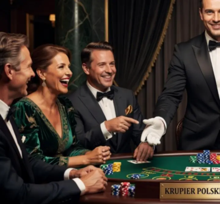 Krupier ASMED AGNIESZKA SĘP prowadzący pokaz gry przy stole kasynowym podczas eventu.
