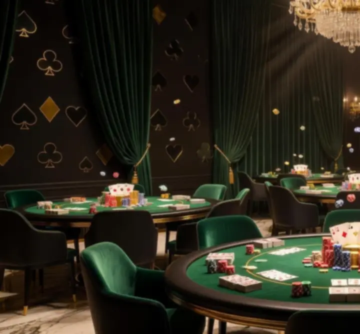 Tematyczna aranżacja wieczoru pokerowego z dekoracjami Casino Royale